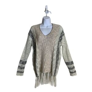 LOVEMARKS  Sweater  Hippie Boho Fringe Tan Sz S